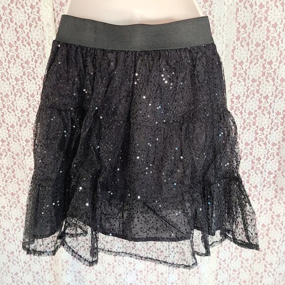 NWT BB Dakota Jack black sequin mesh a line mini skirt size small - Picture 4 of 11